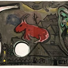 Marc Chagall, Marc Chagall lithograph Derrière le miroir 1950 (1950) by Marc Chagall