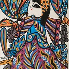 Baya, "Femme avec Oiseaux" (1987)