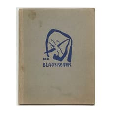 Andy Warhol, Wassily Kandinsky, Jean Arp, Georges Braque, Robert Delaunay, André Derain, Natalia Goncharova, Erich Heckel, Ernst Ludwig Kirchner, Mikhail Fedorovich Larionov, Otto Mueller, Gabriele Münter, Emil Nolde, Max Pechstein, Pablo Picasso, and Georg Tappert, "The Blue Rider (Der Blaue Reiter)", 1911-12, Exhibition Catalogue, Cover by Kandinsky, Published by Hans Goltz Munich, RARE (1911-12) by Hans Arp