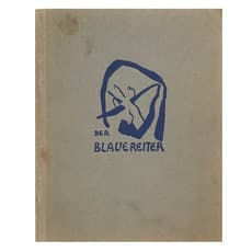 Wassily Kandinsky, Paul Klee, Jean Arp, Georges Braque, Robert Delaunay, André Derain, Natalia Goncharova, Erich Heckel, Ernst Ludwig Kirchner, Mikhail Fedorovich Larionov, Otto Mueller, Gabriele Münter, Emil Nolde, Max Pechstein, Pablo Picasso, and Georg Tappert, "The Blue Rider (Der Blaue Reiter)", 1912, The Second Exhibition Catalogue, Cover by Kandinsky, Published by Hans Goltz Munich, RARE (1912) by Hans Arp