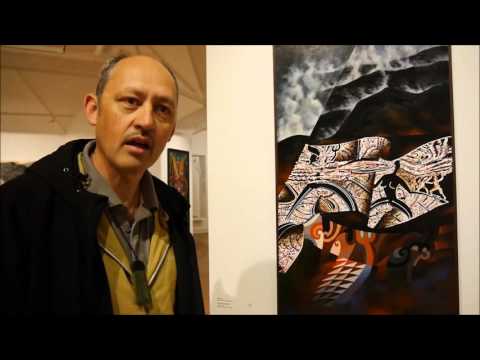 Chris Bryant curator of Te Kāhui Maunga Kura Toi Exhibition at HCAG